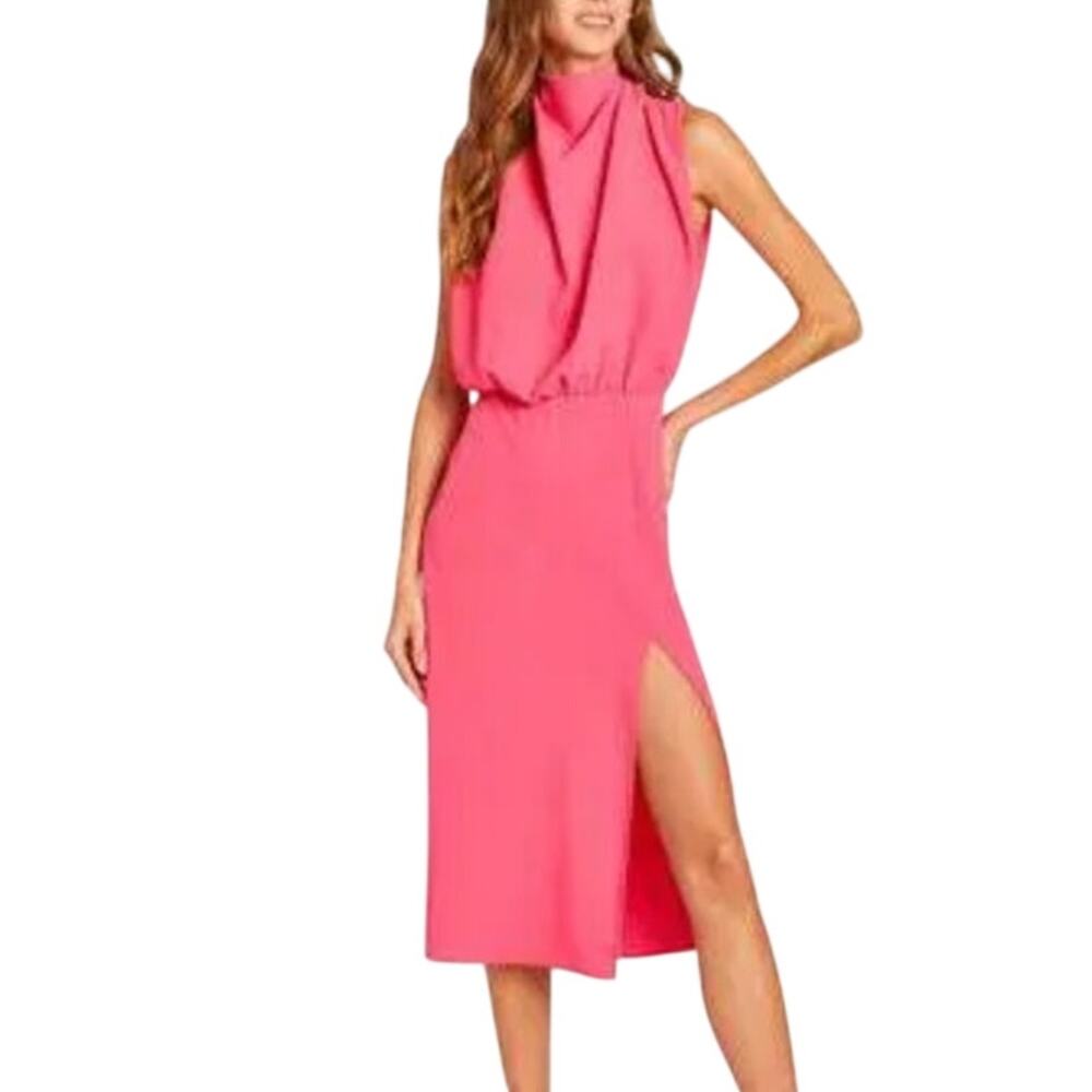 Amanda Uprichard Franny Midi Dress Cerise Pink Women's Size Large New With Tags